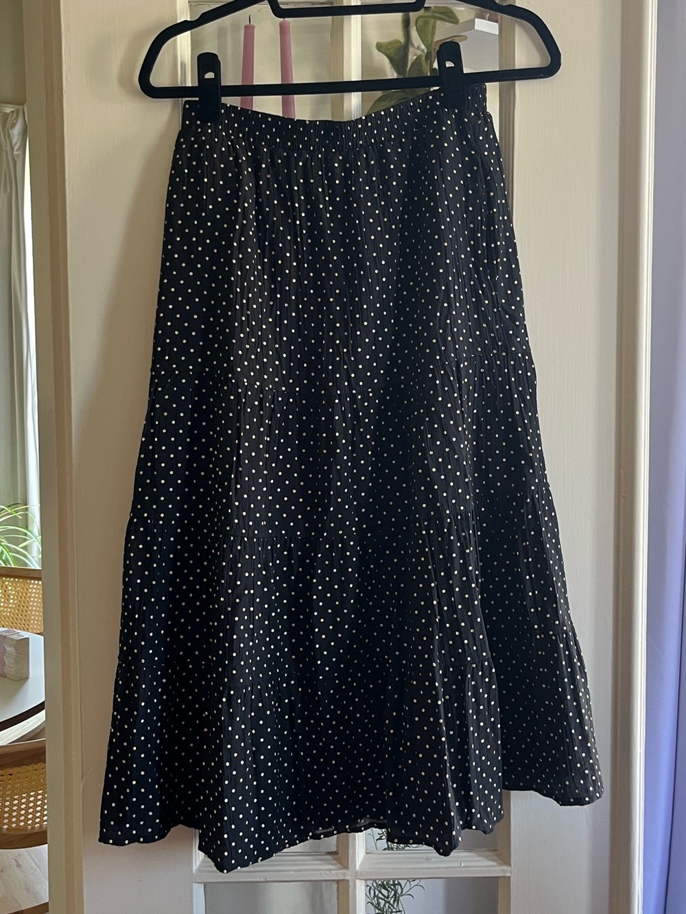 Black Polka Dot Midi Skirt